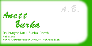 anett burka business card